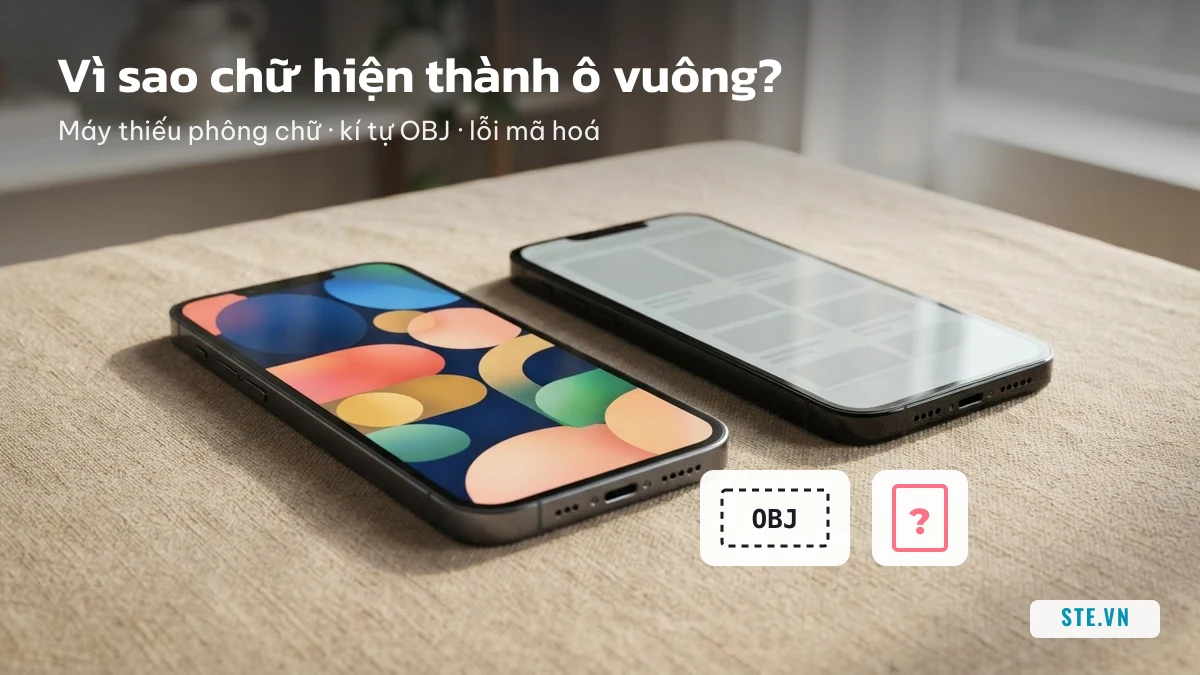Kí tự ô vuông OBJ và dấu hỏi trong ô vuông hiện trên điện thoại khi thiếu phông chữ