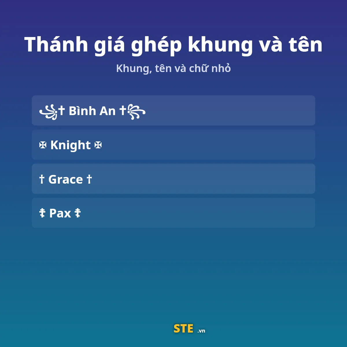 Thánh giá ghép khung và tên mẫu: ꧁✝ Bình An ✝꧂ ✠ Knight ✠