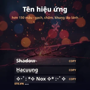 Tên hiệu ứng: gạch ngang, gạch chân và khung lấp lánh cho tên game