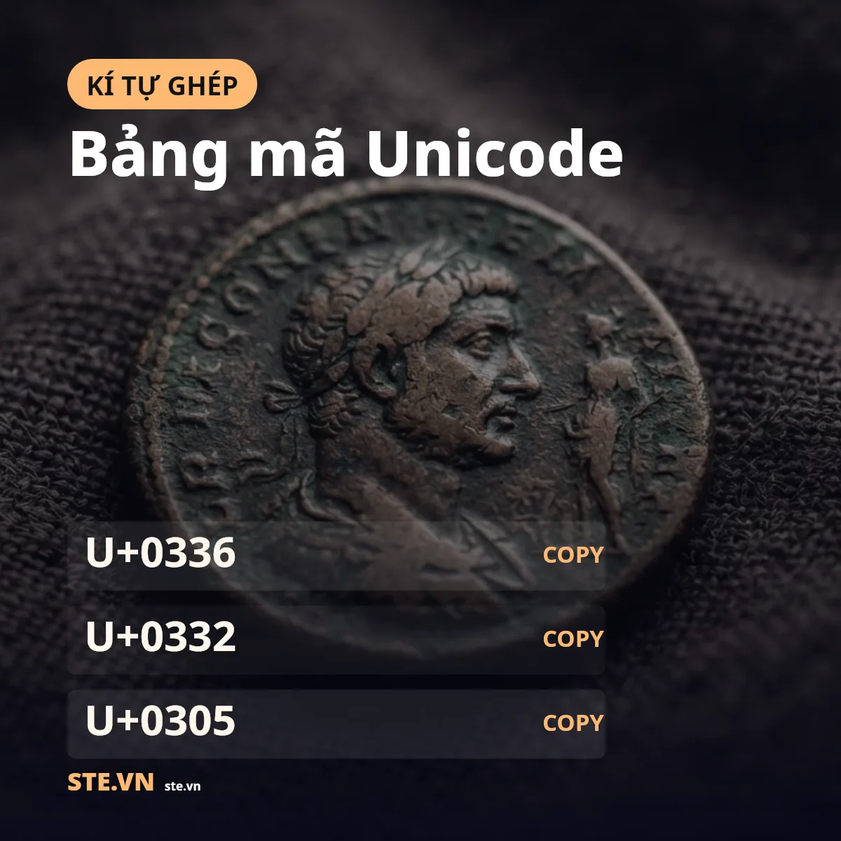 Bảng mã Unicode của kí tự ghép gạch ngang và gạch chân