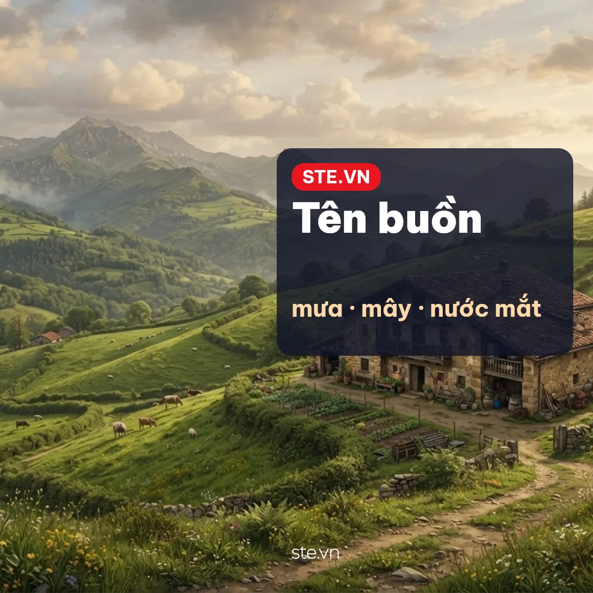 Tên buồn có khung mưa và mây để chép và dán